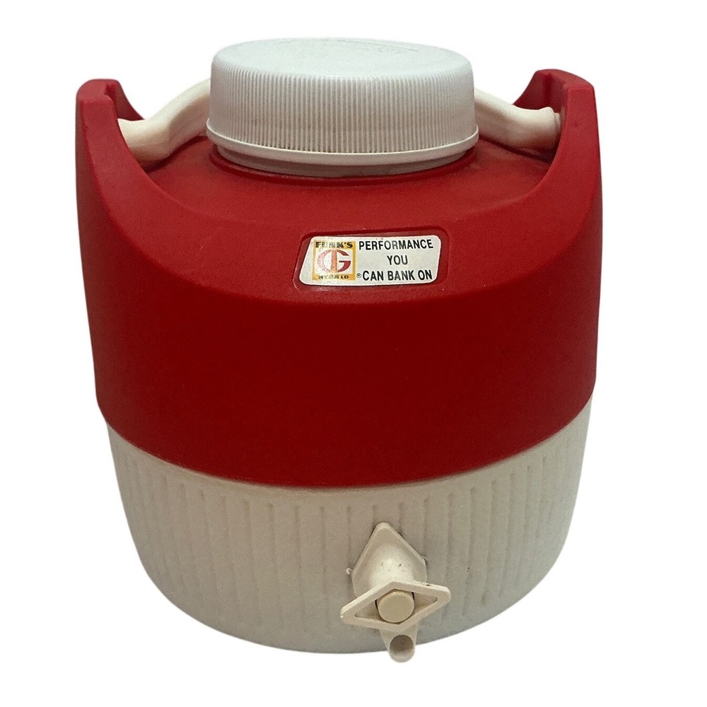Coleman Vintage Water Jug Cooler Red White Spout Gallon USA Made Camping Outdoor